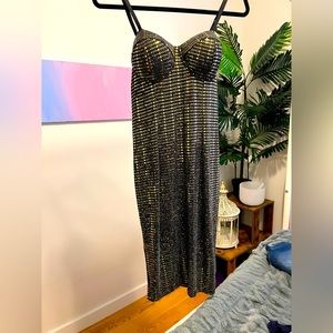 Gold Sequin MIDI Cocktail Dress